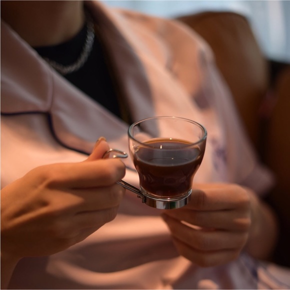 Bormioli Rocco Set of 4 Oslo 3.5 oz. Espresso Cups with Stainless Steel Handles - Picture 4 of 8